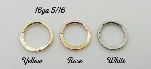 14kt gold Hammered, handmade split seam rings